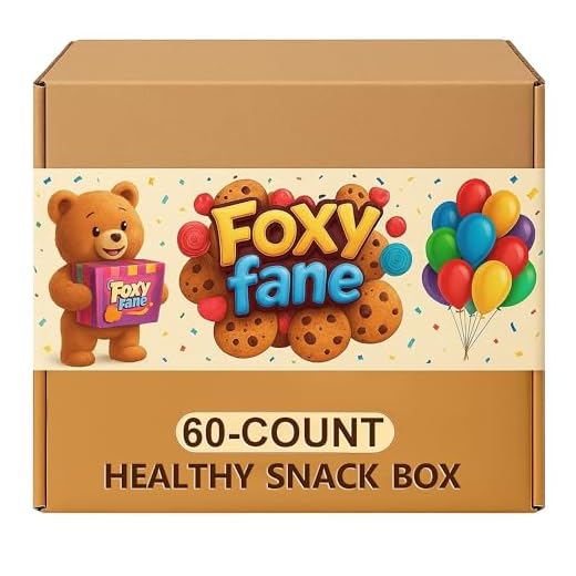 Foxy Fane 60-Count Holiday Gift Box - Variety Pack of 60 Healthy Snacks & Treats