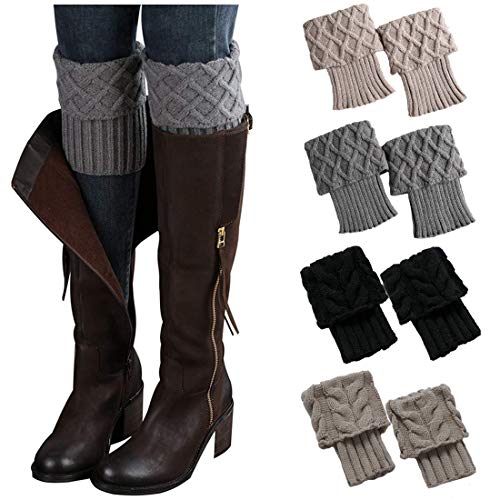 Simoda Stulpen Damen Gestrickte Beinwärmer Winter Kurze Stricken Gestrickte Legwarmer Boot Abdeckung Socken (4 Pairs Style b) Cover