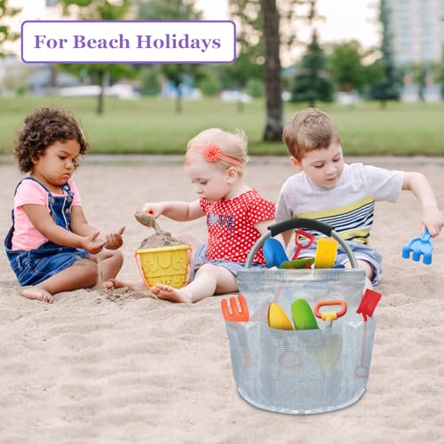 Image of 17L Portable Shower Caddy with Handle, Foldable Cleaning Supply Caddy in PVC Resin, Picnic Basket with 6 Side Pockets, Multifunctional Storage Basket for Bathroom, Picnics, Transparent