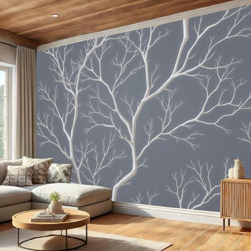 Papier peint en soie panoramique effet 3D moderne silhouettes d'arbres - 4