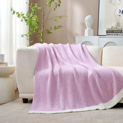 Image of Snuggle Sac Lilac Throw Blanket for Couch, Super Soft Warm Blankets Cozy Knit Fuzzy Lightweight Throws for Sofa, Bed, Living Room, Heather Lilac, 50x70 inches