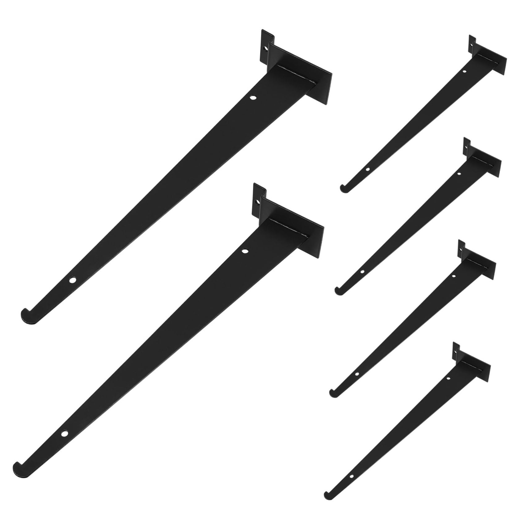 Set di 6 Supporti per Mensole da Parete in Ferro Nero, Resistenti e Facili da Installare, per Negozi e Magazzini, Supporti Versatili per Scaffali Robusti