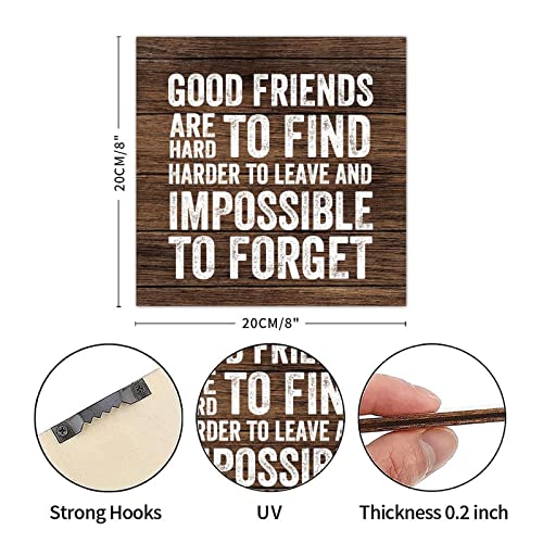 Tollyee Wooden Wall Signs With Saying Good Friends Are Hard Wood Plaque Sign Wall Hanging Motivational Gift Quote Wood Sign For Home Cabin Front Door Outdoor Decoration 8"X8" #TOP5