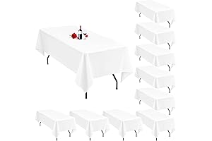 10 Pack White Tablecloths for 8 Foot Rectangle Tables