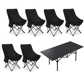 アウトドア テーブル チェア セット軽量 折り畳み 7点セット　ブラック 楽天市場】[7点セット] VeroMan 折りたたみテーブル アルミ