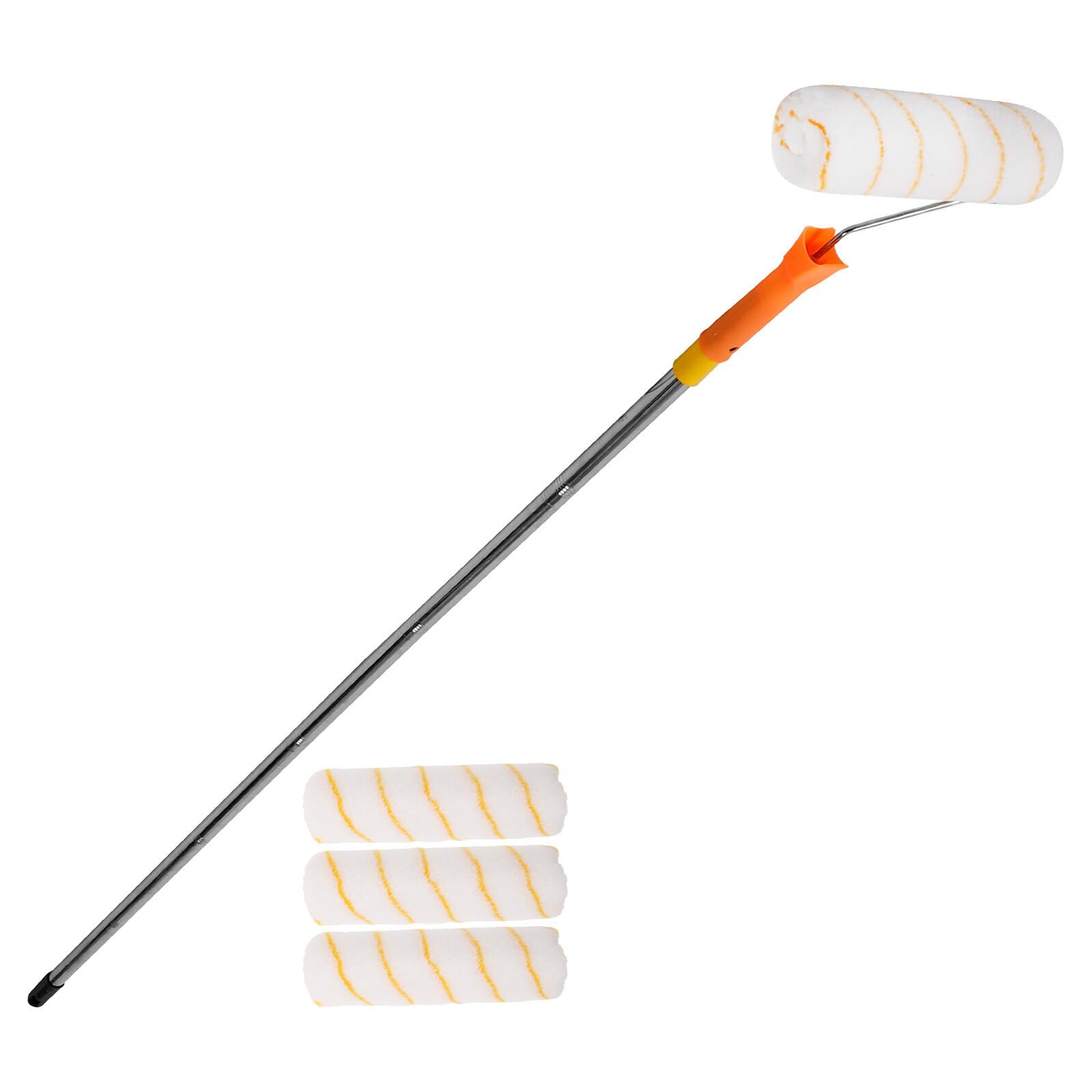 Rulli Vernice con Asta Telescopica in Acciaio Inox per Pittura Muro Coperture Rullo Riutilizzabili Antigoccia per Vernice Base Latex e Olio