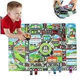  Tapis de Jeu pour Voiture, 33 x 23 Pouces, imperméable, en Tissu Non tissé, Pliable, antidérapant, éducatif, pour Salle de Jeux, Chambre à Coucher, Tapis Route pour Enfants, Voiture p