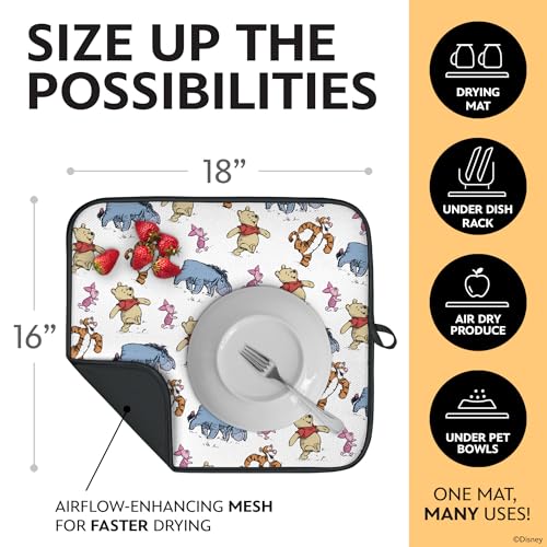 Image of Disney Winnie the Pooh Dish Drying Mat for Kitchen Counter, 2-Pack, 16 inchx18 inch
