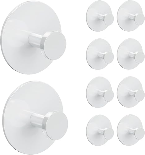 Vista 10 de Ganchos multifuncionales para toallas para pared de baño, extra pegajosos inoxidables, soporta hasta 12 libras, ganchos de pared, ganchos adhesivos