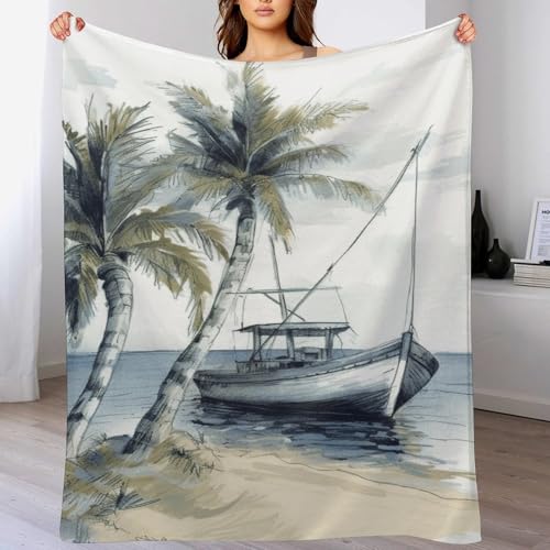 Couverture flanelle palmiers pour vos soirées canapé - 8