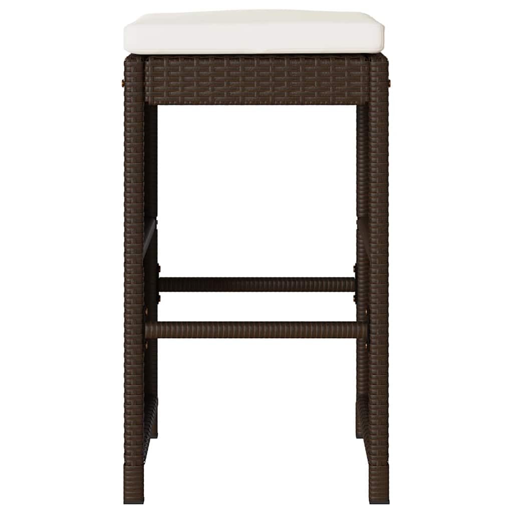 Sgabello da bar da giardino con cuscino, 2 pezzi, in rattan sintetico, in acciaio verniciato a polvere, 40 x 40 x 76 cm, resistente ai raggi UV, per balcone, terrazza, esterno, con