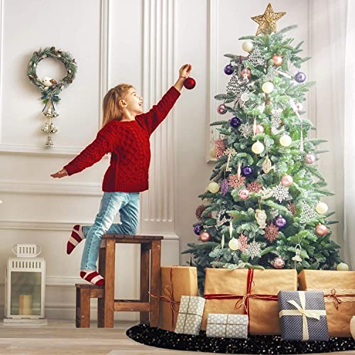 Christmas Tree Skirt 46 Inch Black Xmas Tree Skirt Soft Fabric Tree Skirts Christmas Decorations For Halloween New Year Round Velvet Tree Cover Skirt Sequin Metallic Tree Floor Base Luxury Tree Mat #TOP3