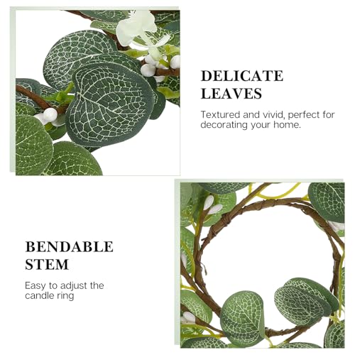Couronnes de bougies fleuries eucalyptus pour decoration table mariage - 7