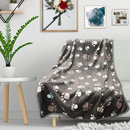 1 Pack 3 Blankets For Dogs Blankets For Large Dogs Medium Dog Blanket Super Soft Fluffy Premium Fleece Pet Blanket Flannel Throw For Dog Puppy Cat Paw Blanket，Gray，41X31Inch #TOP7