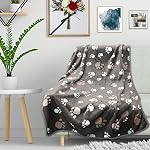 Rezutan Dog Blanket for Large Dogs, Upgraded 3 Pack Dog Cat Flannel Blankets Washable, Soft Pet Mat Throw Cover Suitable for Kennel Crate Bed, Cute Paw Pattern, Grey/Brown/White, 31" x 41" - Image 5