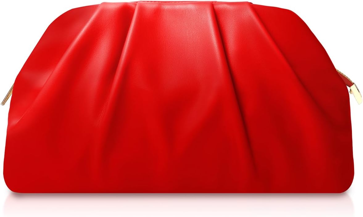 Clutch Purse for Women Soft Pleated PU Wedding Clutch, Elegant Evening Bag for Galas, Proms,Cocktail Parties