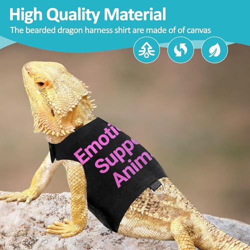 Image of Bearded Dragon Lizards Clothes with Leash Set - Cute Lizard Reptile Small Animal Adjustable Harness Clothes for Walking Outdoor Security Costume Photo Prop(Pink