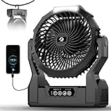 XZK 24000mAh Rechargeable Camping Fan, 64H Runtime Battery Powered Portable Travel Fan with LED Light, Tent Fans for Indoor,Outdoor,Fishing,Jobsite & Hurricane Emergency,Gifts for Men Dad Him,Black