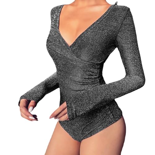 Mono de moda con cuello en V y manga larga confeccionado en tejido premium