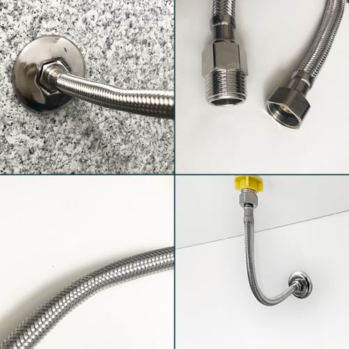 Dona D Cor, Mangueira Engate Flexivel Torneira Fria Inox 304 Trançado 40cm Macho Femea Rabicho Entra