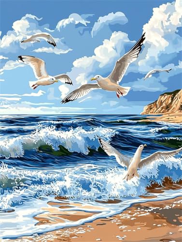 Peinture par Numéro Oiseau Couleurs Acryliques Relaxation Adulte