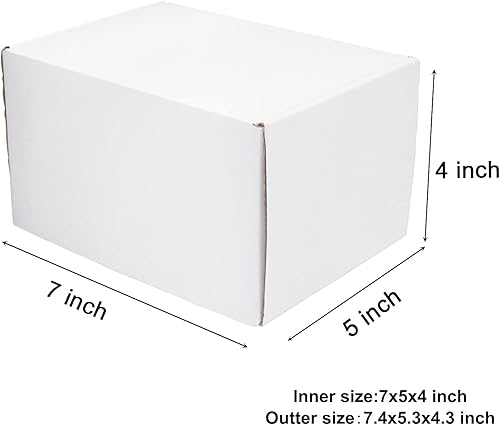 Miniatura 2 de Paquete de 25 cajas de cartón corrugado de 7 x 5 x 4 pulgadas, caja de envío de cartón blanco, caja de correo de literatura para enviar