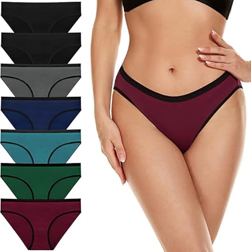 SIMIYA Cotton Underwear for Women 7 Pack Bikini Panties Breathable Ladies Underwear Invisible Hipster Panties Women Briefs Multicolor Medium