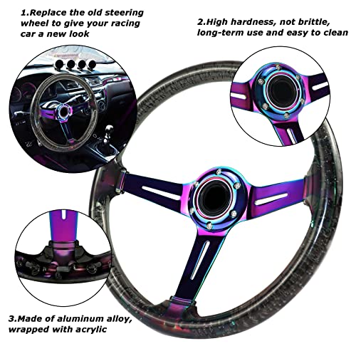 Motafar Universal Racing/Golf Cart Steering Wheel, 13.8" 6 Bolts Grip Acrylic, Universal Fit For Club Car Ezgo Rxv & Txt, Yamaha, Precedent Tempo, Ds, For Race/Rally/Motorsport/Car Sim Driving(Black) #TOP2