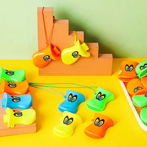 48 Pieces Multicolor Duck Call Whistles Plastic Duck Beak Whistles Small Duck Whistle Bulk With Lanyard For Party Favors Fun Goodie Bag Fillers, 4 Colors #TOP4
