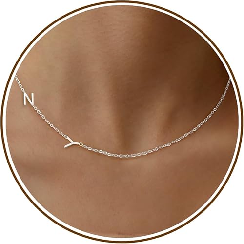 DONYUDE N Initial Necklaces Dainty Necklace with Initial Y Simple Sideways Neckl