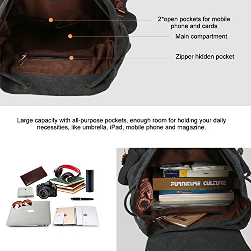 VBG VBIGER Travel Backpacks Rucksack Casual Backpack Daypack Canvas Backpack for Men Women - Thumbnail 4