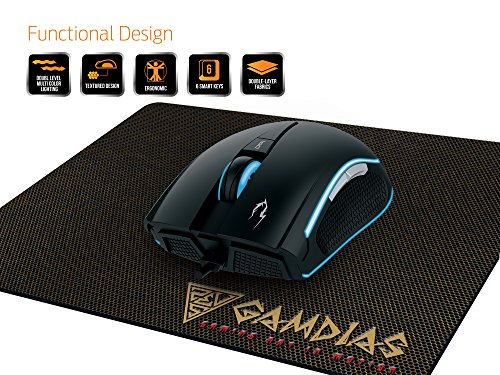Gamdias Optical Gaming Mouse With 6 Smart Buttons, Double Level Multi-Color Lighting And Gaming Mouse Mat (Zeus E1) #TOP1