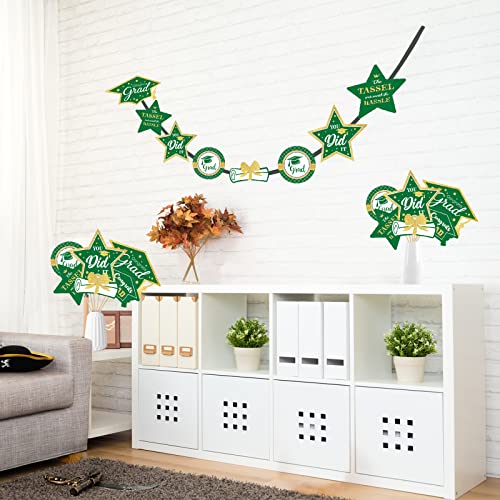 Image of Green and Gold Graduation Decorations Set of 24 Class of 2026 Table Decor Congrats Grad Party Centerpiece Sticks Table Toppers Graduation Party Supplies