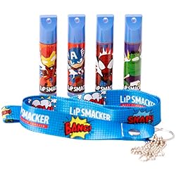 Lip Smacker Marvel, 4 piece lanyard set, lip balm for kids - Iron Man, Captain America, Spider Man, Hulk