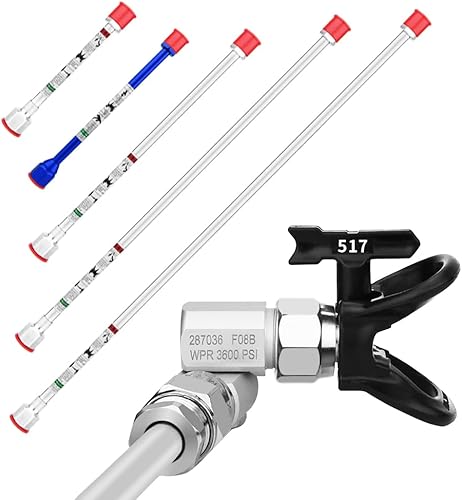 Juego de 8 piezas de varillas de extensión, poste de extensión de punta de pistola pulverizadora de pintura sin aire, con junta giratoria, puntas de