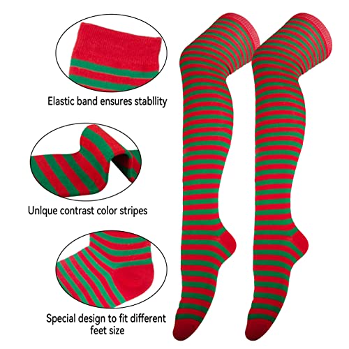 Image of Over Knee Rainbow Thigh High Socks Cosplay Accessories for Women Fashion Wild Long Striped Leg warmers