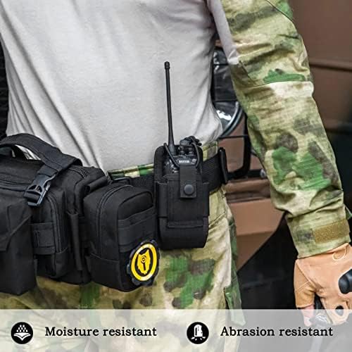 Kyrio Molle Radio Holder Walkie Talkie Pouch Case for Duty Belt Radio Holster Tactical Hunting Intercom Bag Interphone Pouch (Black - 2 Pack)