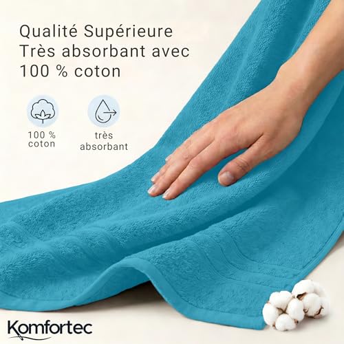 Serviettes de bain 100% coton de qualité supérieure turquoise - 4