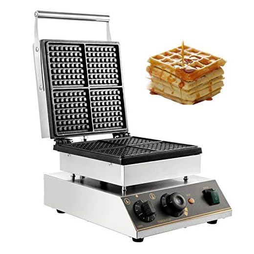 VBENLEM 110V Commercial Waffle Maker 4Pcs Nonstick 2000W Electric Waffle Machine Stainless Steel 110V Temperature and Time Control Rectangle Belgian Waffle Maker Suitable for Bakeries Snack Bar Family