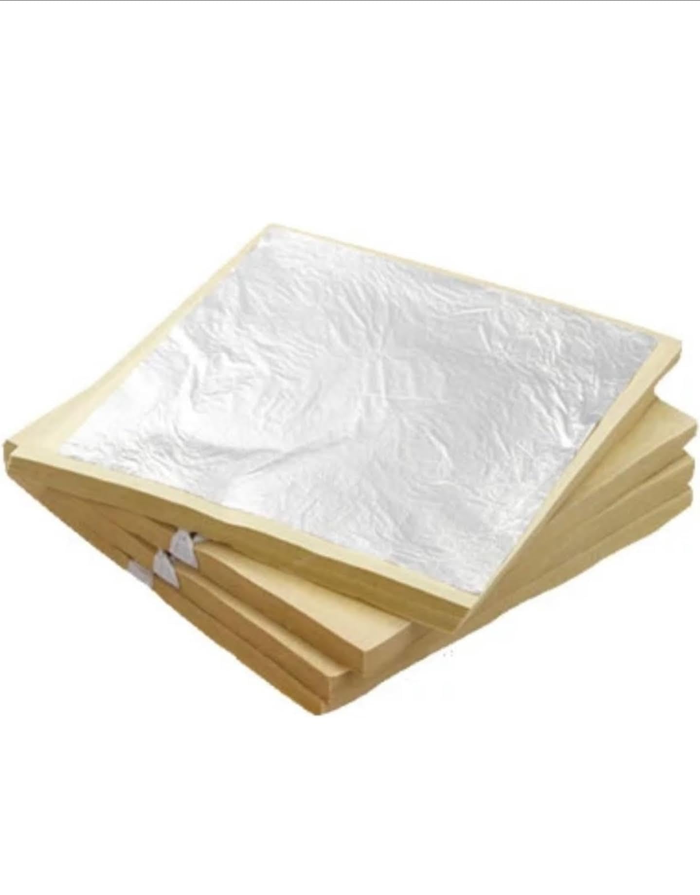 Gold leaf company Silver Leaf Sheets, 100 Sheets 8cm × 8cm Gilding Foil for Gilding, Resin Art, Decoration Crafting, Paintings, Arts Crafts, Nail Deco,Furniture, Size 8cm × 8cm (100 pc.)
