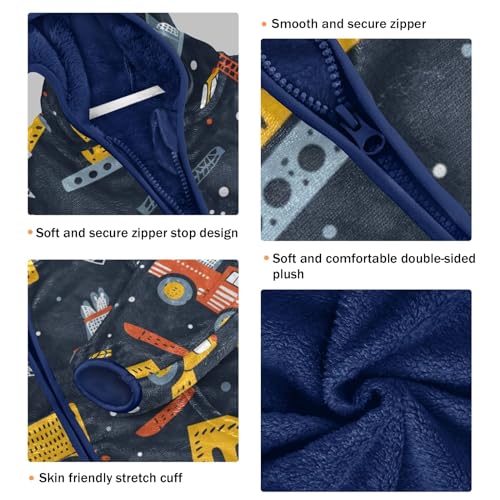 Boys Girls Fleece Jacket Cartoon Excavator Truck Kids Warm Hooded Outwear Coat3