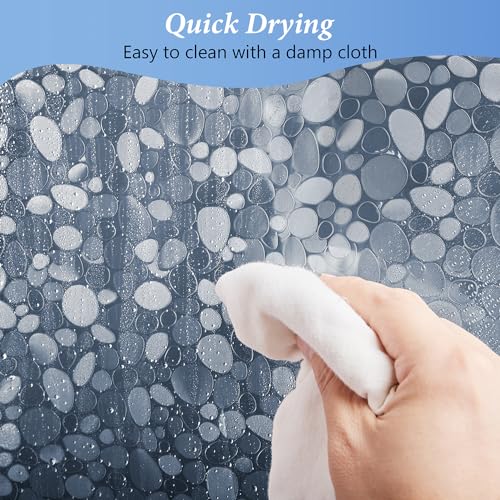 LEMON CLOUD Shower Curtain, PEVA Waterproof and Mould Resistant, Weighted Hem Bathroom Curtains with 3 Magnets and 12 White Plastic Hooks (Cobblestone, 180x180 cm) - Image 5