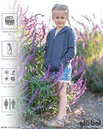 Global Blank Zip-Up Hoodies For Boys And Girls, Lightweight Soft Fleece Kids’ Sweatshirt, Pacific, Large #TOP4