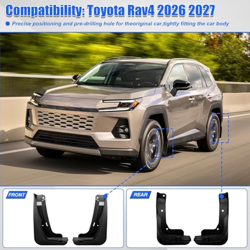 Image of Mud Flaps for 2026 2027 Toyota Rav4 (Not for Woodland), Durable ABS Splash Guards Mud Guards, Protects Against Mud, Rocks, and Debris, 2026 Toyota Rav4 Accessories (4Pcs)
