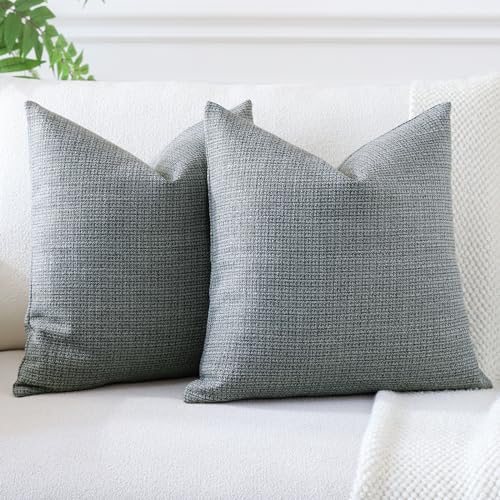 JOTOM Set of 2 Cushion Covers 60x60 cm Linen Dark Grey Decorative Throw Pillow Covers 24x24 Inch Square Cushion Case Home Decor Pillowcases for Couch Sofa Living Room Bed (Dark Grey) - Image 3