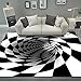 RUGMRZ Alfombras Lavables Salon 3D Visual Redondo Alfombra Cuadrado Sala de Novio Blanco Y Negro Mesa Estereoscópica Y Silla Mats Epidemic Táctil Peludo Corta Manta de juego80X120CM/2ft 7''X3ft 11''