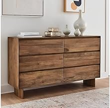 Solid Sheesham Wood Sideboard Cabinet | Multipurpose Wooden 6 Drawer Storage Unit for Living Room, Bedroom & Dining Area (Natural Finish)