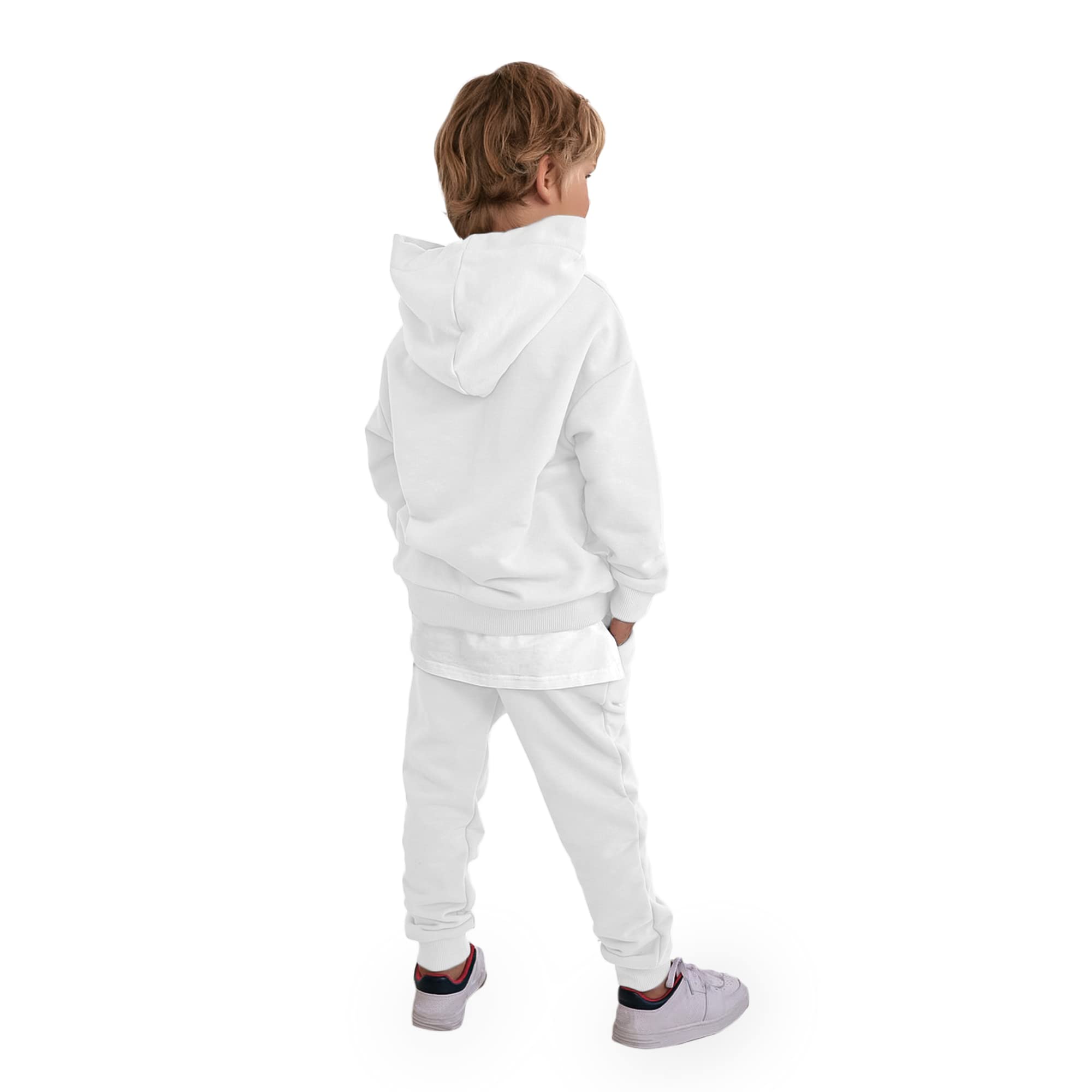 NOTWILD boys cotton fleece Hoodie sweatshirt with Track Pant combo Set/Tracksuits | white | 3-4 year | Pack Of 1