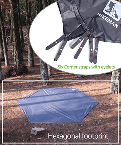 Image of HIKEMAN Camping Tarp Tent Footprint - Multi-Purpose Waterproof Outdoor Groundsheet, Hexagon Ground Covering Mat Tent & Awning Carpet For Camping Hiking Picnic