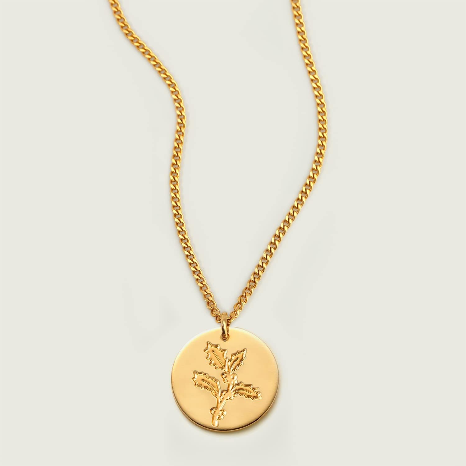MEVECCO Birth Flower Necklace 18k Gold Custom Floral Pendant Necklaces Dainty Birth Month Flower Disc Hand Stamped Necklace Personalized Jewelry Birthday Gift - Image 8